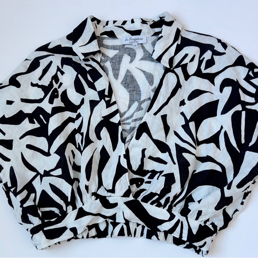 Le Raganne Black and White Patterned Blouse